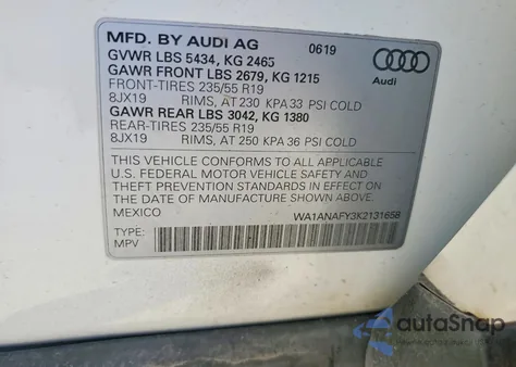 2019 Audi Q5 Premium z USA, uszkodzony, nr VIN WA1ANAFY3K2131658